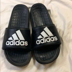 adidas black and white slides